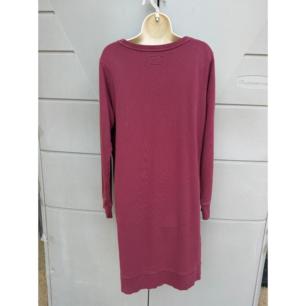 PACT Burgundy Sweatshirt Dress Long Sleeve Pockets Organic Cotton XL Minimalist - Picture 5 of 8